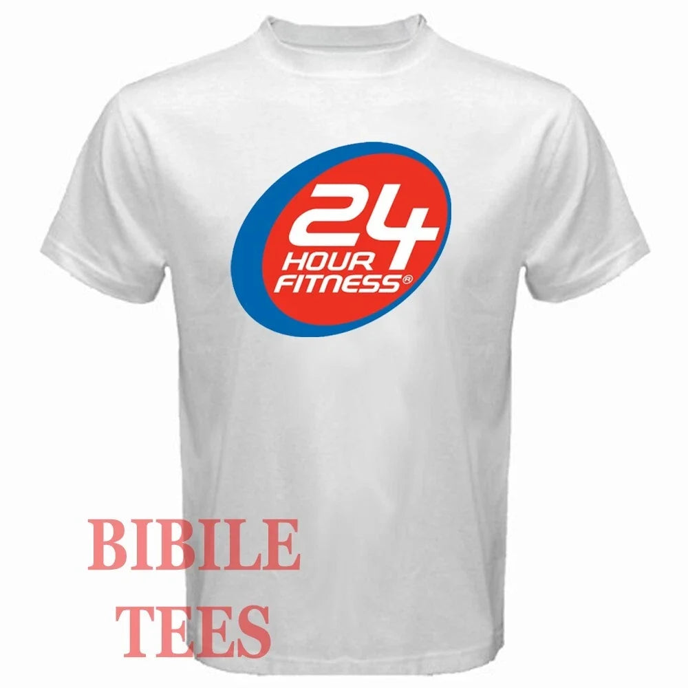 24 Hours Fitness Gym Men's White Size S to 5XL Unisex