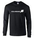 Icelandair Retro Logo Icelandic Airline Shirt Black Long Sleeve Unisex