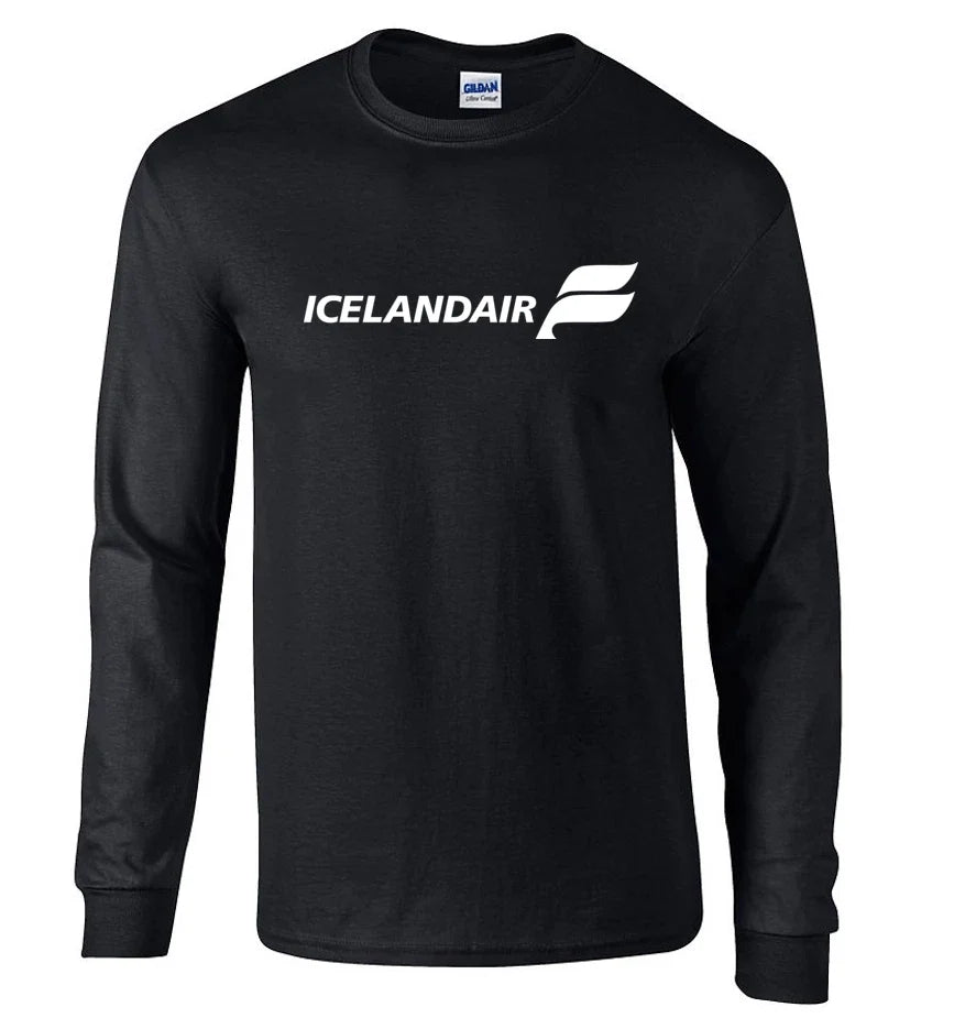 Icelandair Retro Logo Icelandic Airline Shirt Black Long Sleeve Unisex