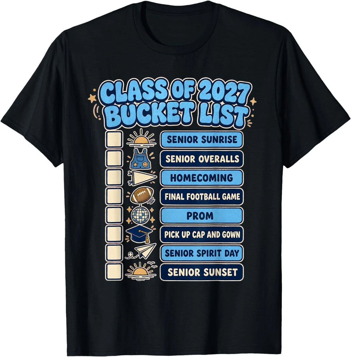 Class of 2027 Senior Year Bucket List Graduation T-Shirt