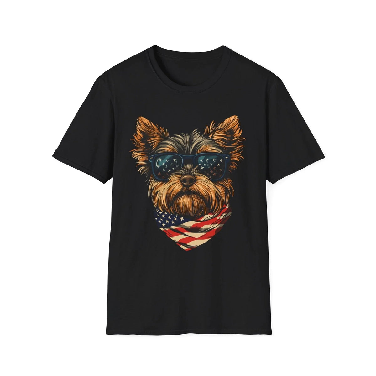 Patriotic Yorkie American Flag 4th of July | Dog Softstyle Tee Unisex