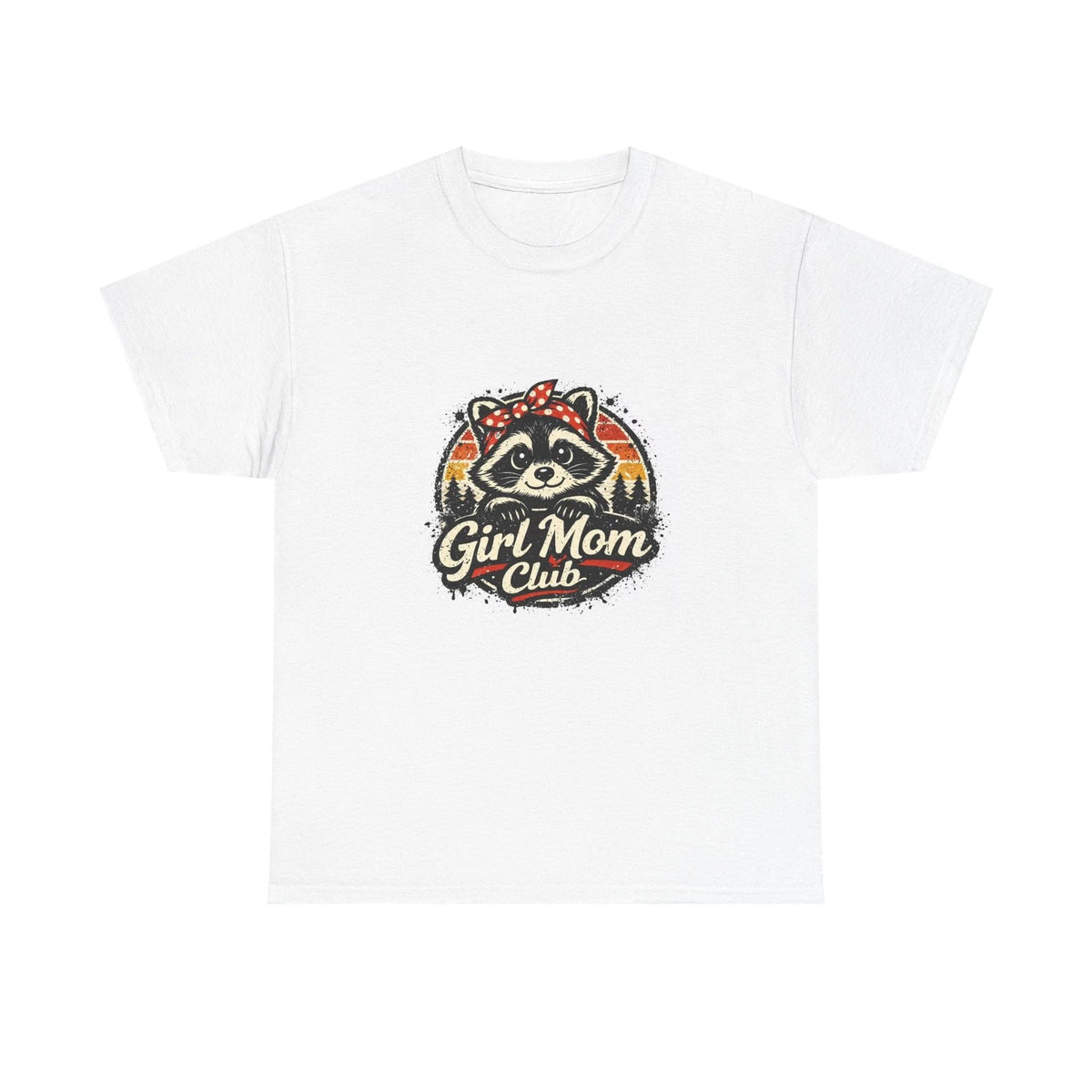Girl Mom Club Raccoon Tee | Retro Sunset, Mom Life
