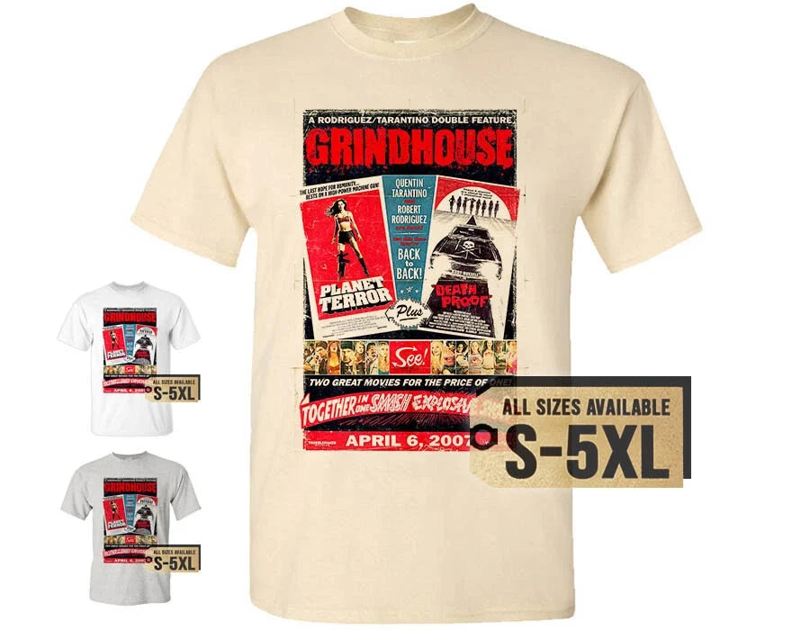 Grindhouse Death Proof V6 T SHIRT Movie Poster White Natural Vintage sizes S-5XL Unisex
