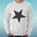 Felpa Man Light Sweater Light Grey " Black Star " Road To Happiness Unisex
