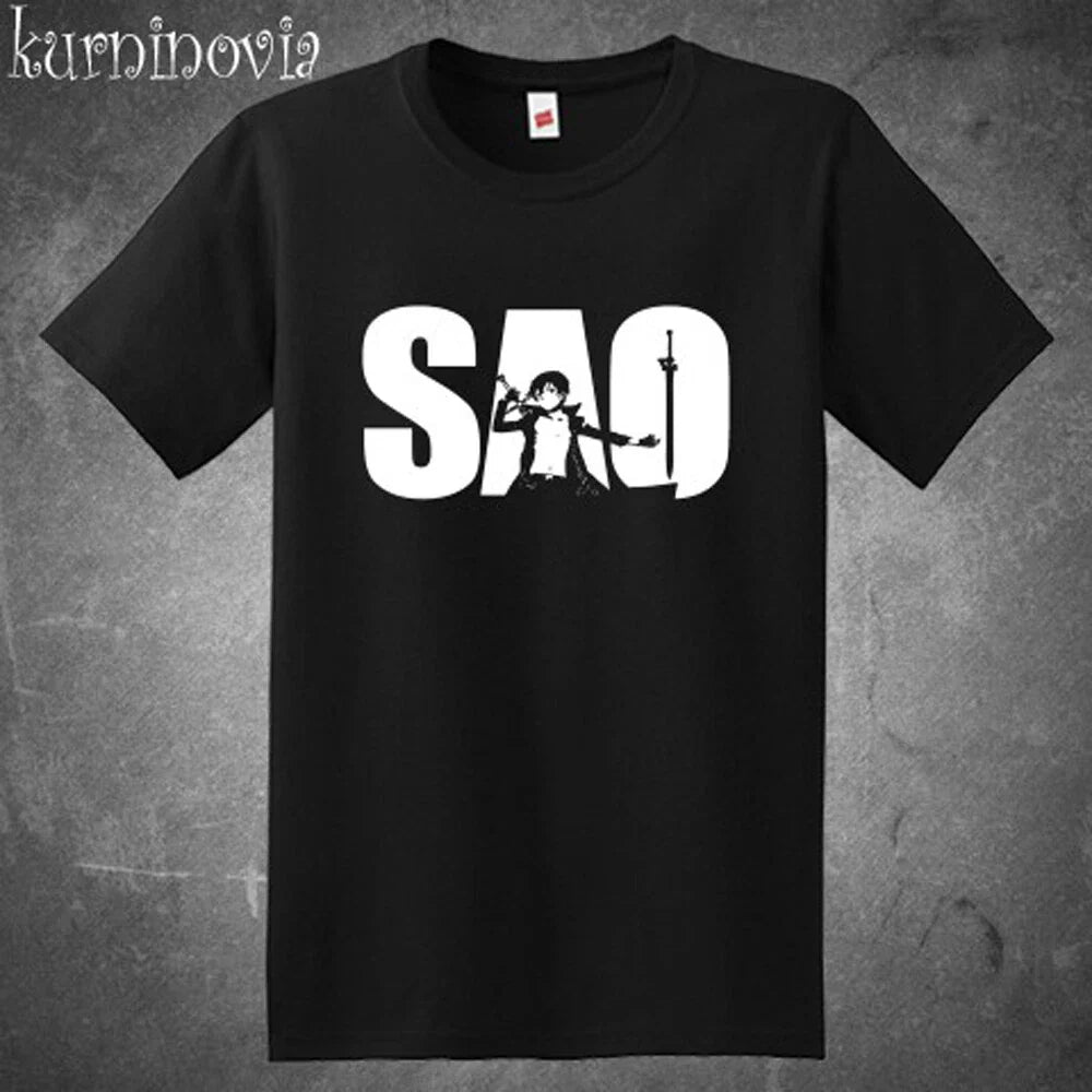 SAO Sword Art Online Anime Cartoon Men's Black Size S to 5XL Unisex