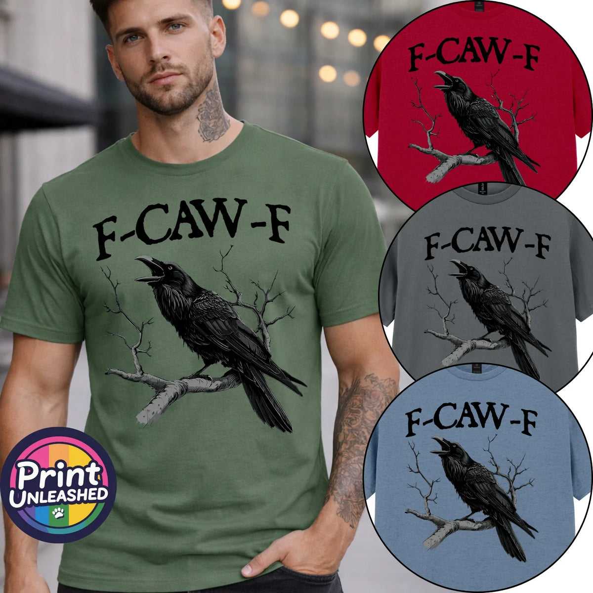 F-CAW-F Gothic Black Crow Top Dark Humour Tee Funny Raven Unisex S-2XL Unisex