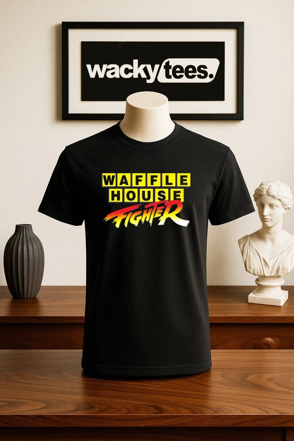 Waffle House Fighter Funny Fight Crew Graphic Tee Shirt Unisex