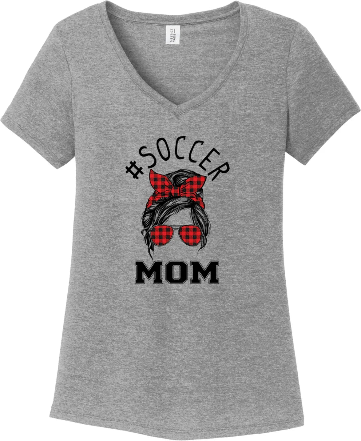 Mom Bun Soccer Mom Red Plaid Headband Womens Tri Blend V-neck Unisex