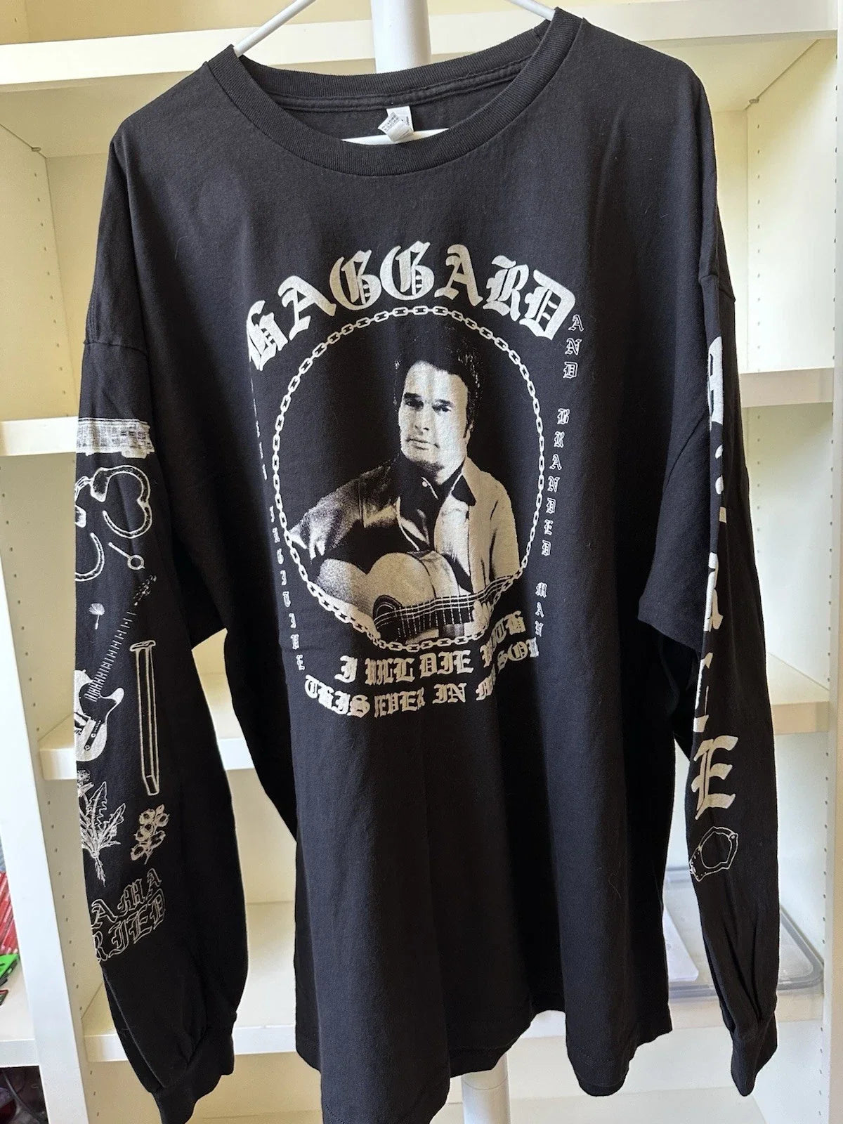 Merle Haggard Cult Of Cult Mens Shirt Black Size 3xl Long Sleeve Mama Tried! Unisex