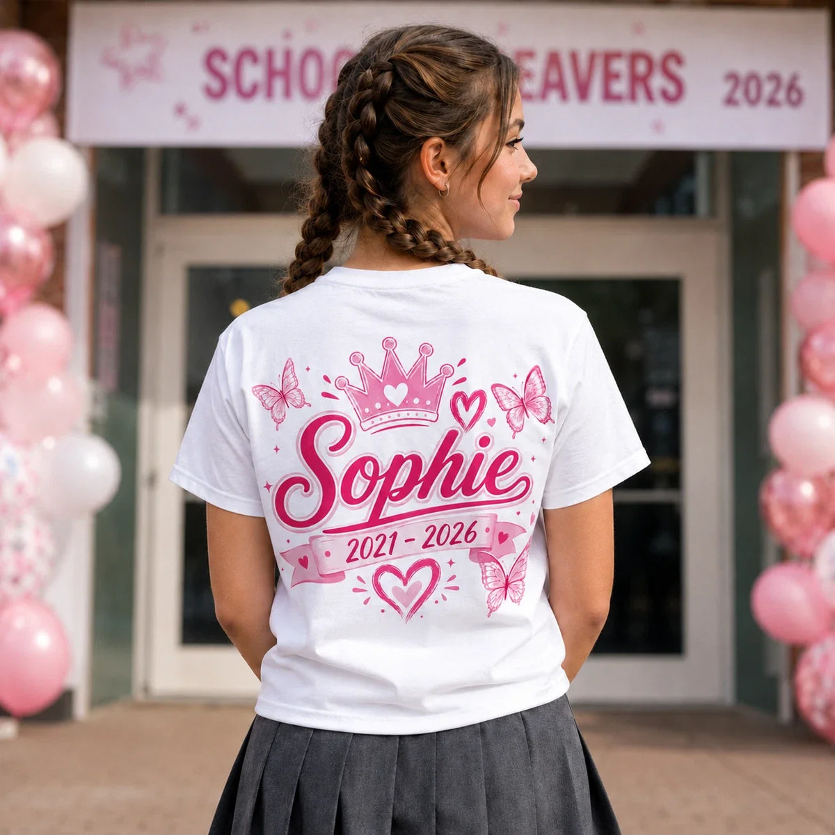 Personalised School Leavers Girls Crown T Shirt Unisex