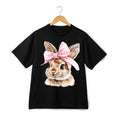 Adorable Bunny with Pink Bow , Sweet Easter Casual Tee for Men & Women Unisex