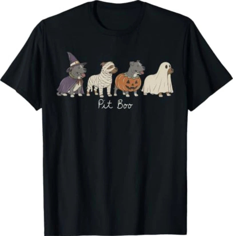 Pit Boo Funny Ghost Pumpkin Pitbull Dog Costume T-Shirt
