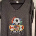 FIFA 2026 Soccer Graphic Tee Gray Cotton Crew Neck Short Sleeve Unisex 2XL Unisex