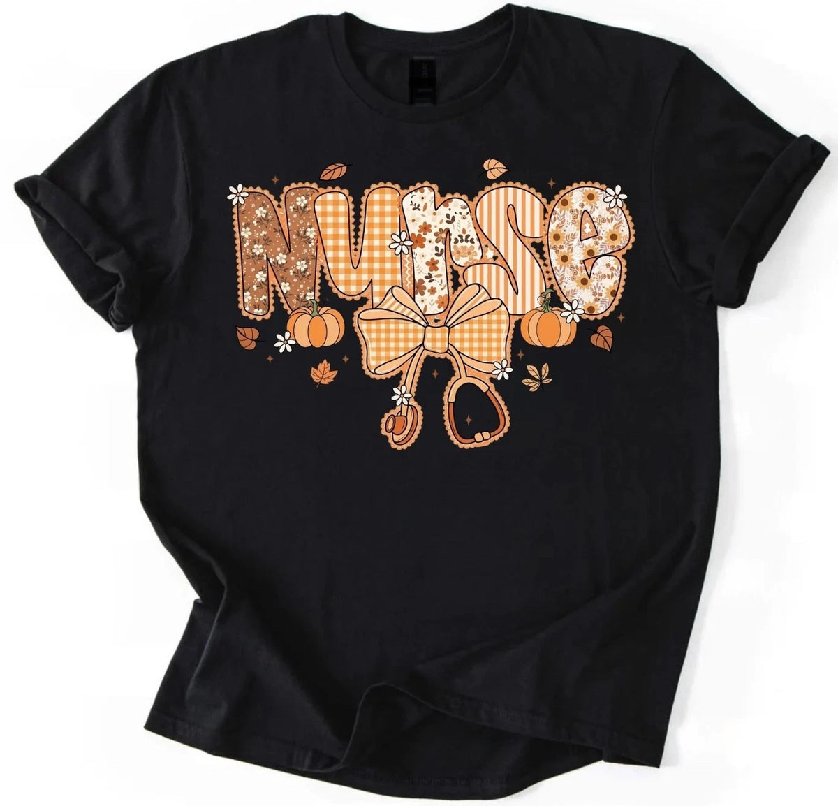 Autumn Nurse Fall Pumpkin Stethoscope Bow Retro Unisex T-Shirt