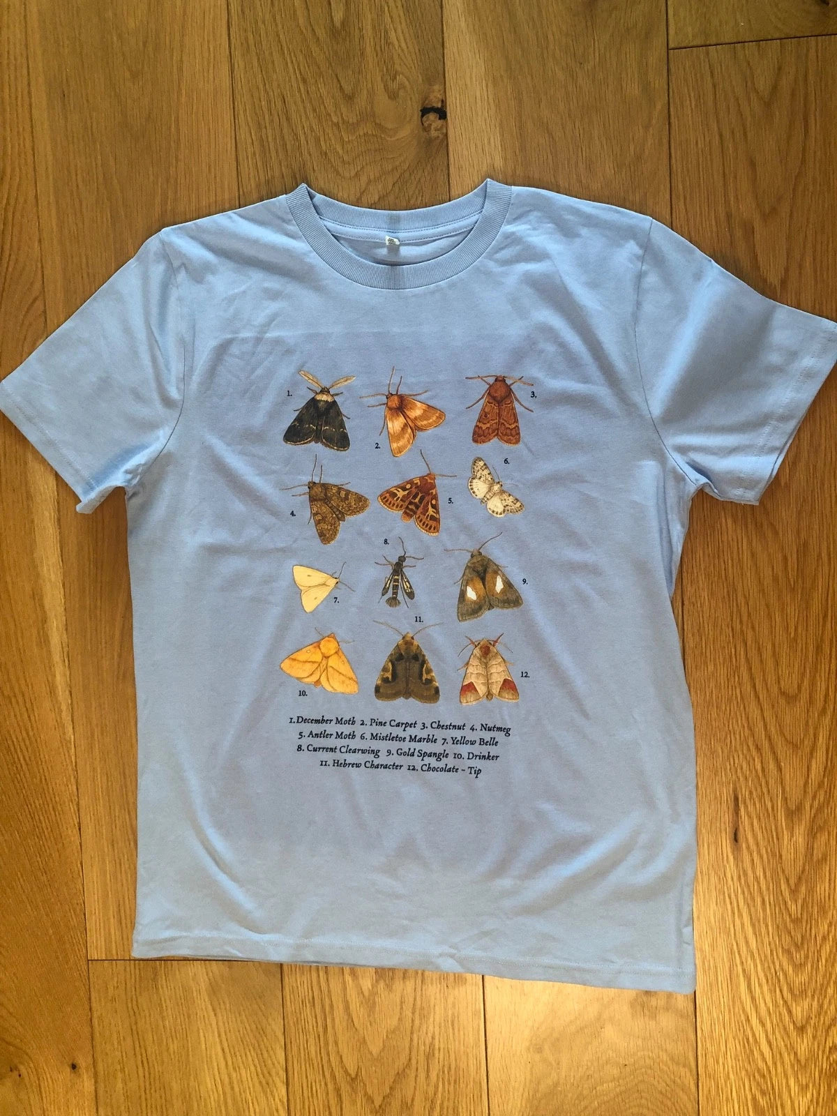 Butterfly Conservation society Christmas Moths T-shirt Medium sky blue