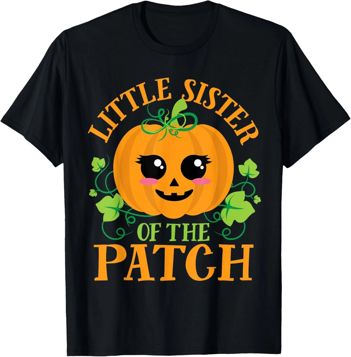 Little Sister Pumpkin Patch Matching Family Girls Halloween T-Shirt