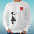 Felpa Man Light Sweater White " Girl Heart Girl Draw " Road To Happiness Unisex