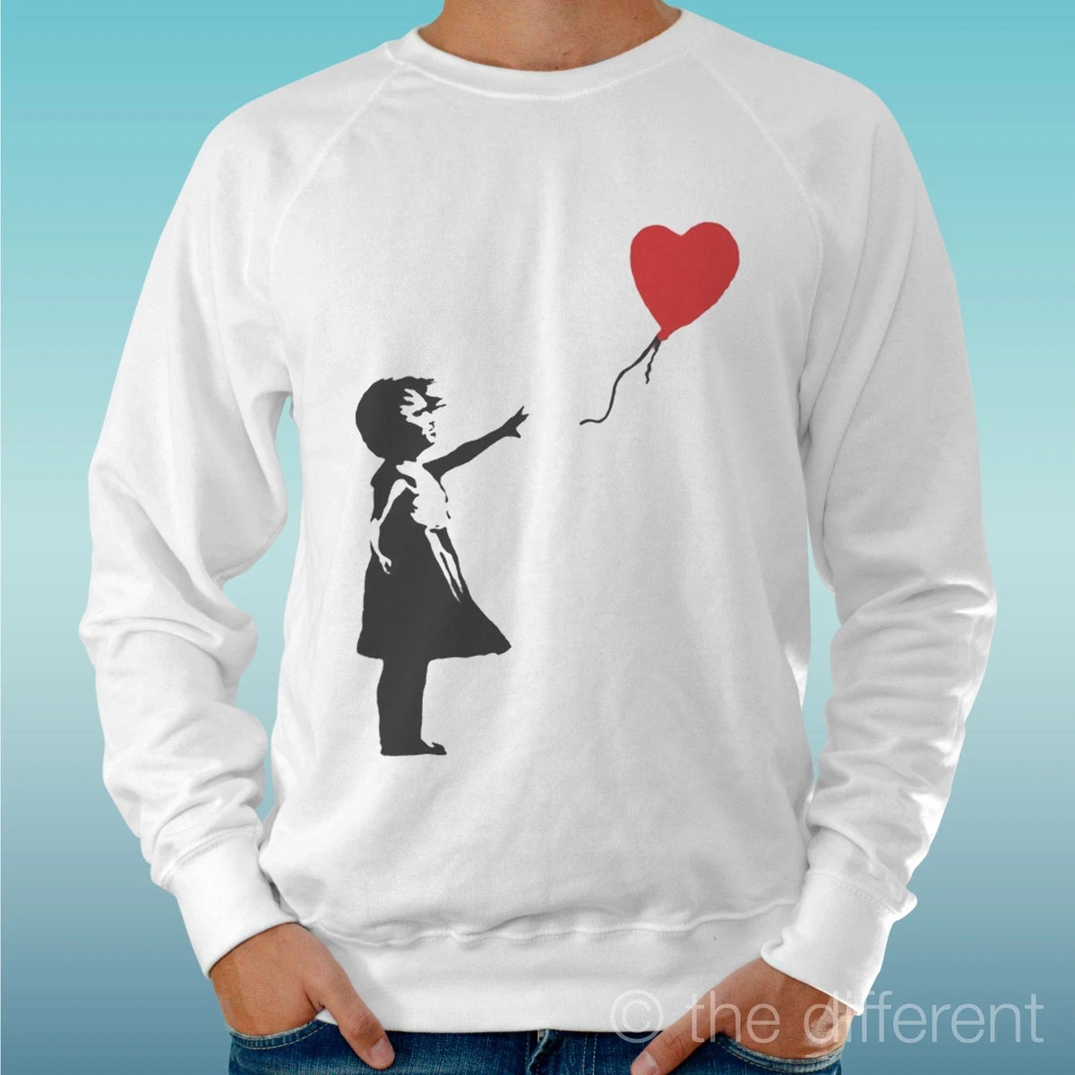 Felpa Man Light Sweater White " Girl Heart Girl Draw " Road To Happiness Unisex