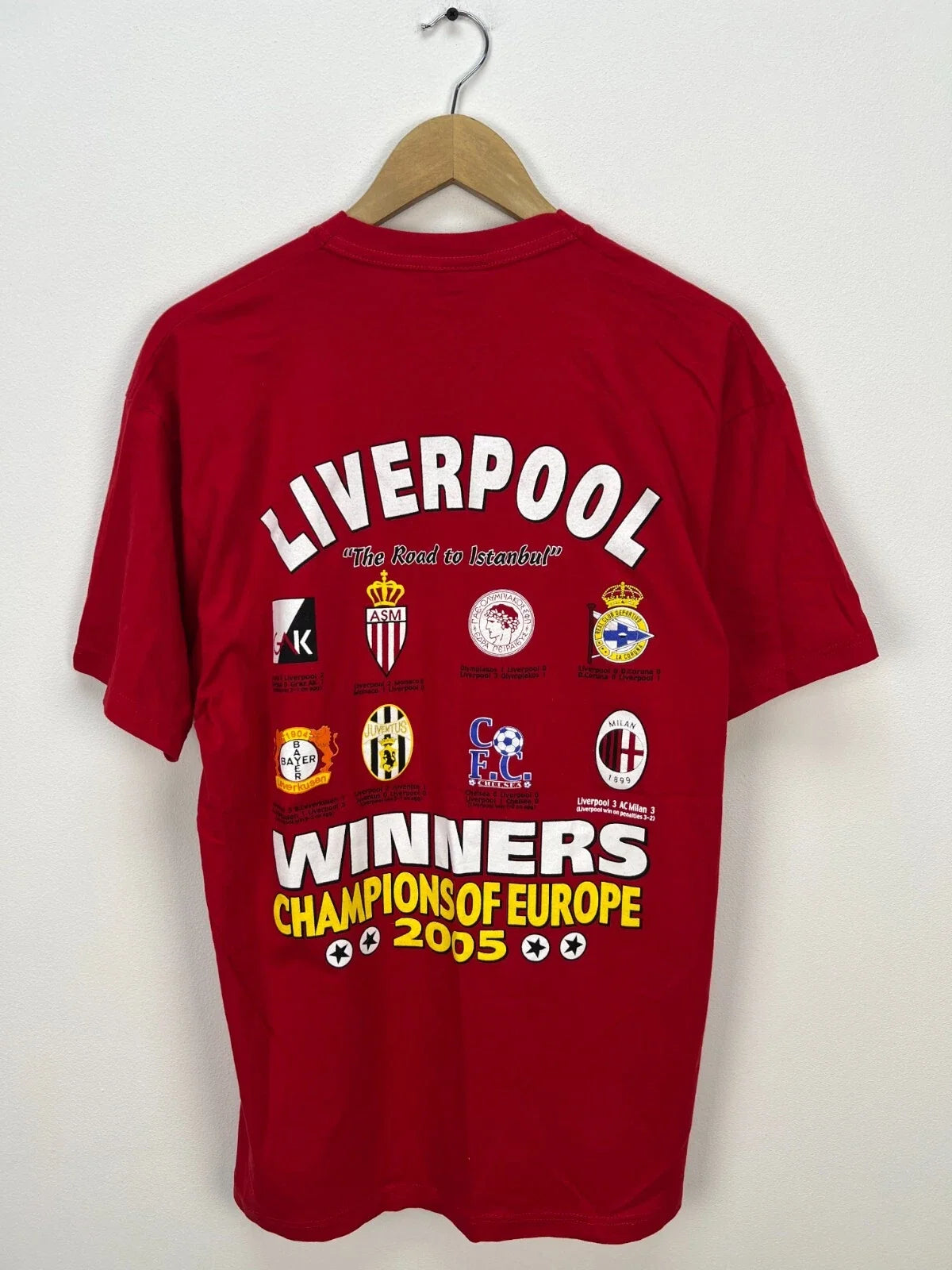 Liverpool European Champions 2005 Fan Shirt Football Soccer Jersey Red Retro L Unisex