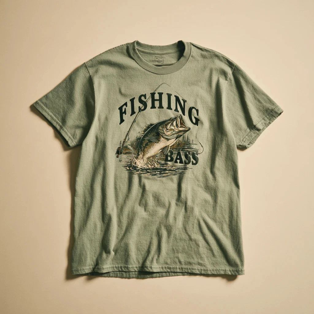 Fishing T-Shirt 180 GSM | Fishing Bass Lover Fisherman Gift Unisex 100% Cotton