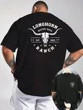 Men's Western Cowboy Graphic ,Bull Skull Print With Texas Ranch Design Unisex
