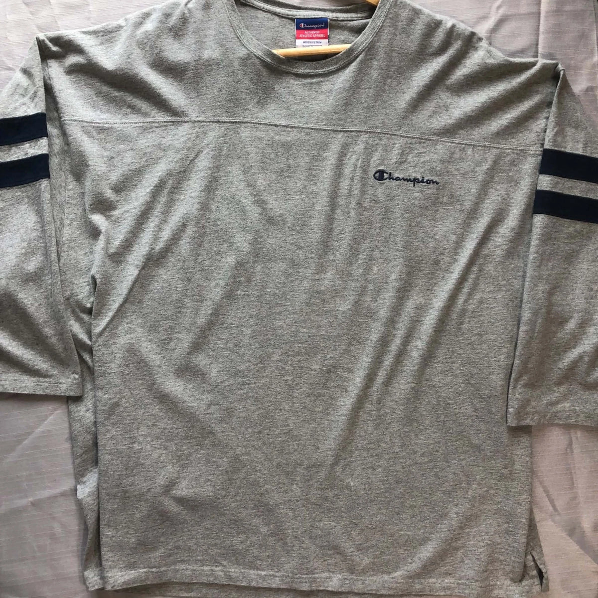 Vintage 90s Y2K Champion Heavyweight 3/4 Sleeve Jersey Ringer Heather Gray XXL