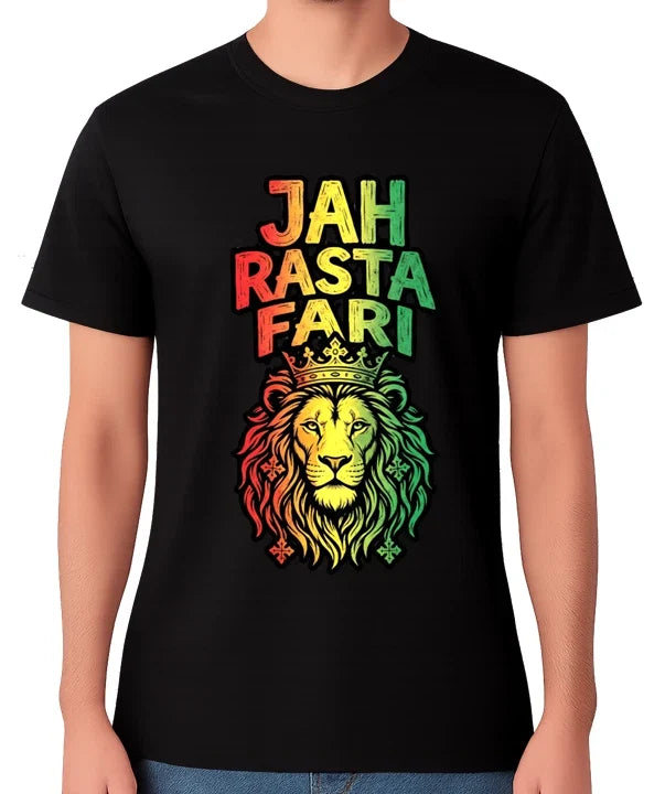 Jah Rasta Fari Reggae Mens Ladies Rastaman Lion Rastafarian Unisex Tee Unisex