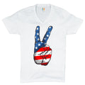 Patriotic Victory Sign V-Neck American Flag USA Independence Day Tee Unisex