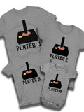 Player 1 2 3 4 Retro Joystick Matching Christmas TShirt Family Dad Mum Kids Baby