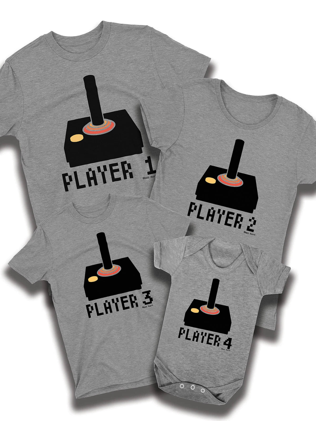 Player 1 2 3 4 Retro Joystick Matching Christmas TShirt Family Dad Mum Kids Baby