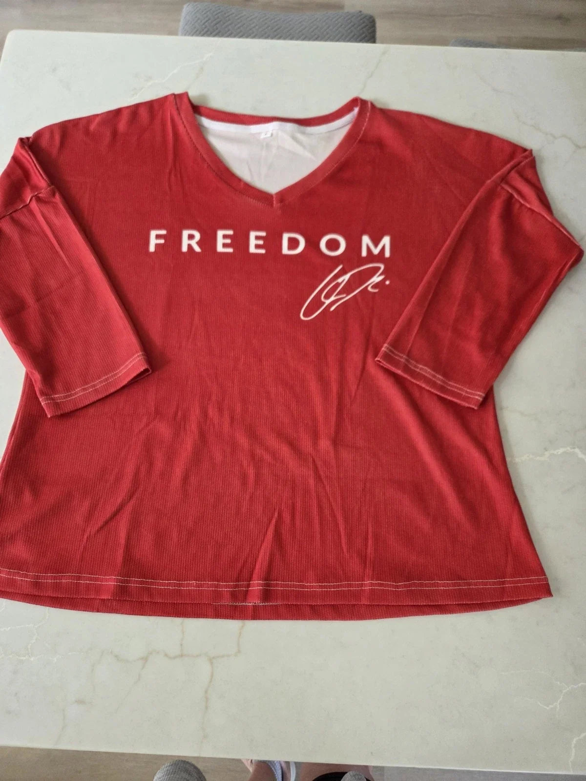 Freedom Charlie Kirk Signature - Memorial Tribute Unisex 3/4 Sleeve Shirt Large Unisex