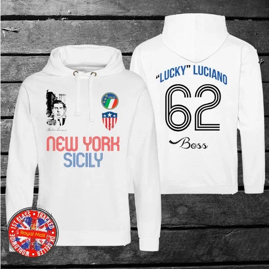 Lucky Luciano Italy USA Football Long Sleeve , Soccer, New York, Mob Unisex