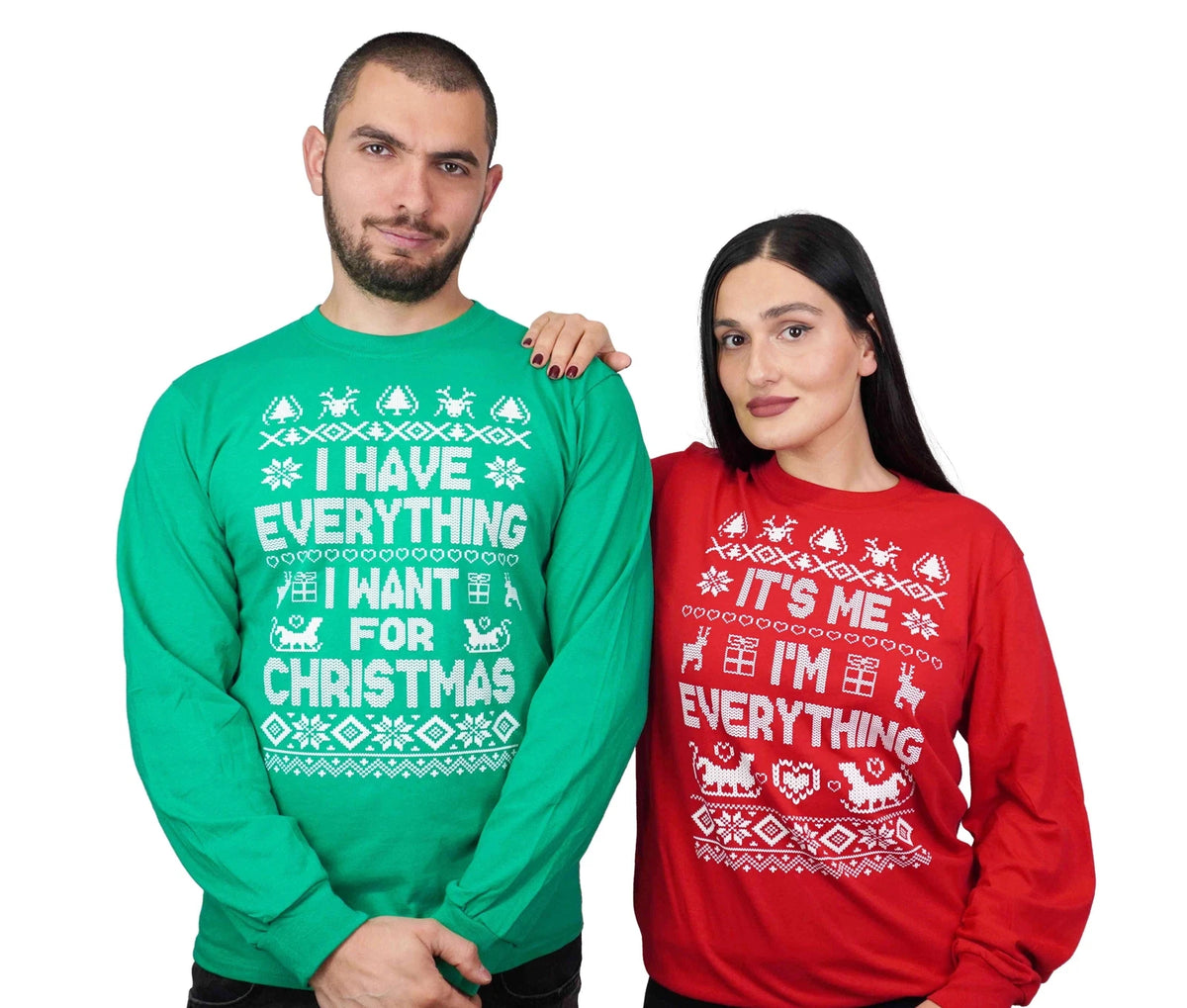 Christmas matching long sleeve green red shirts funny Ugly sweater party t-shirt