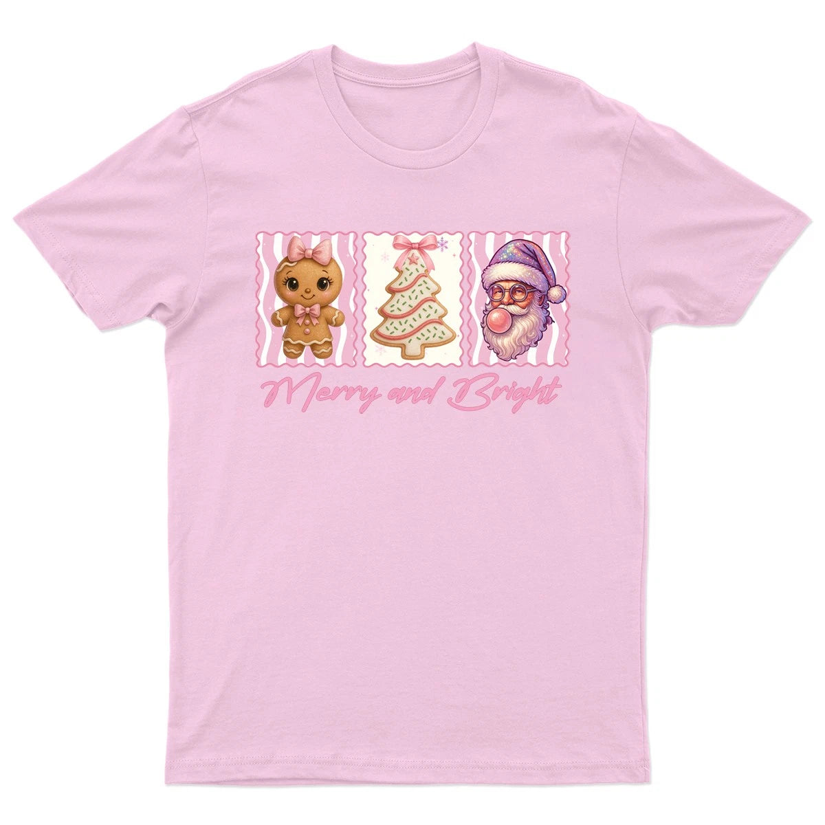 Merry And Bright Santa T-Shirt Unisex Gift Retro Seasonal Funny Xmas Claus -a