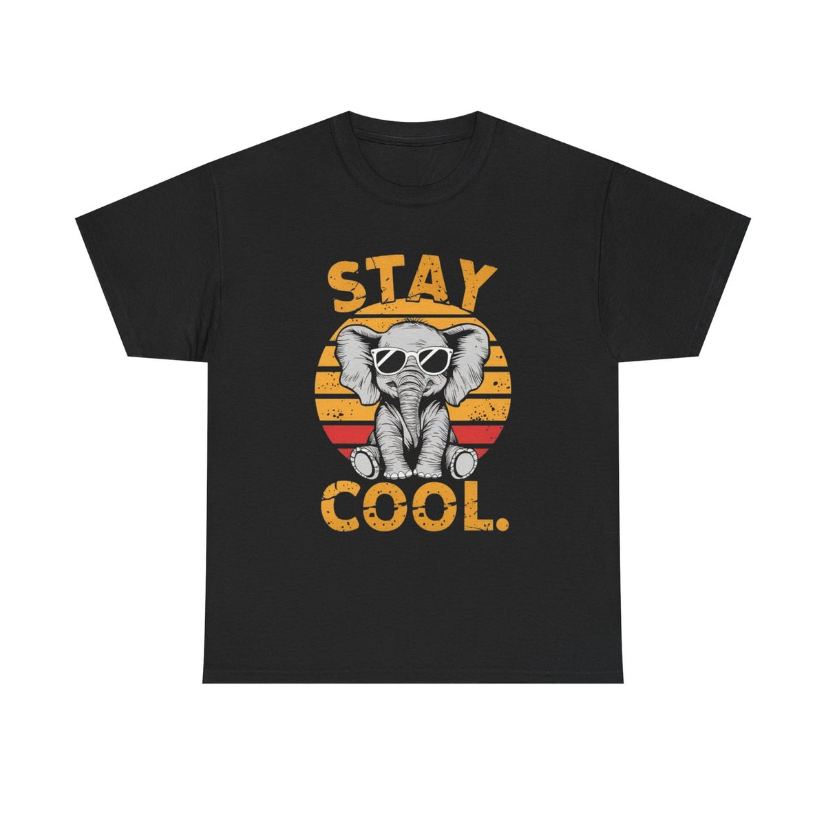 Stay Cool Elephant Sunglasses Tee | Retro Sunset Graphic Shirt