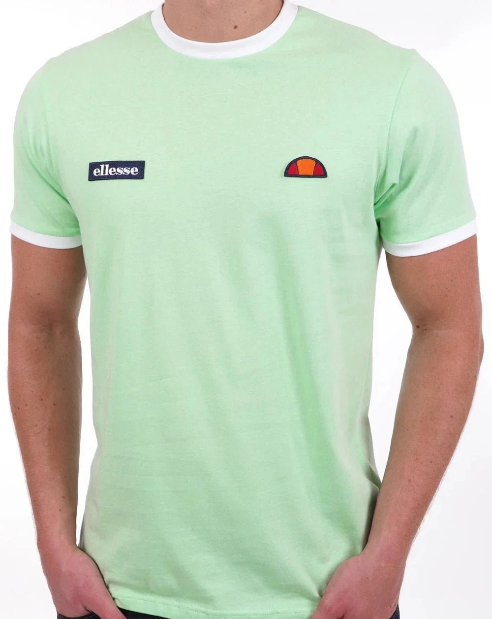 Ellesse Ringer T Shirt soft Green White Unisex