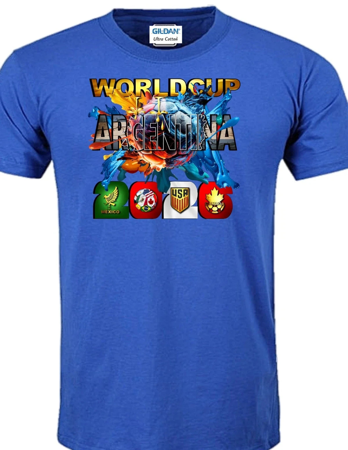 ARGENTINA SOCCER WORLD CUP 2026 100% COTTON 100% PRESHRUNK GILDAN Unisex