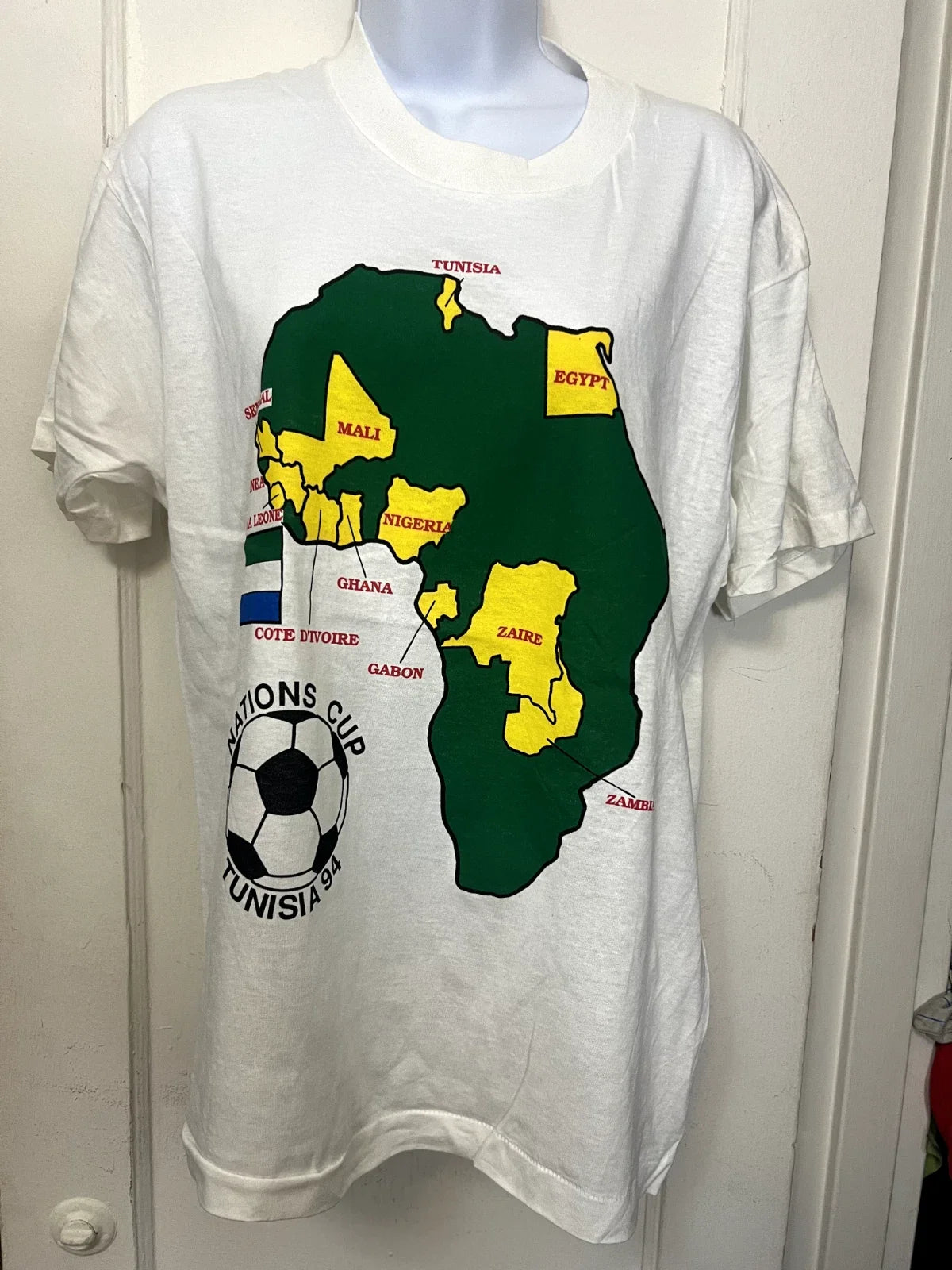 Vintage : AFRICA NATIONS CUP 1994 - White - Size: Large New Old Stock Unisex