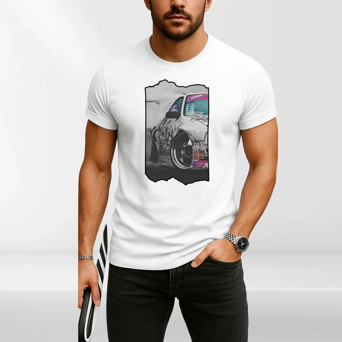 Drift Car Graphic Men Streetwear Racing Print Tee JDM Style Unisex Unisex