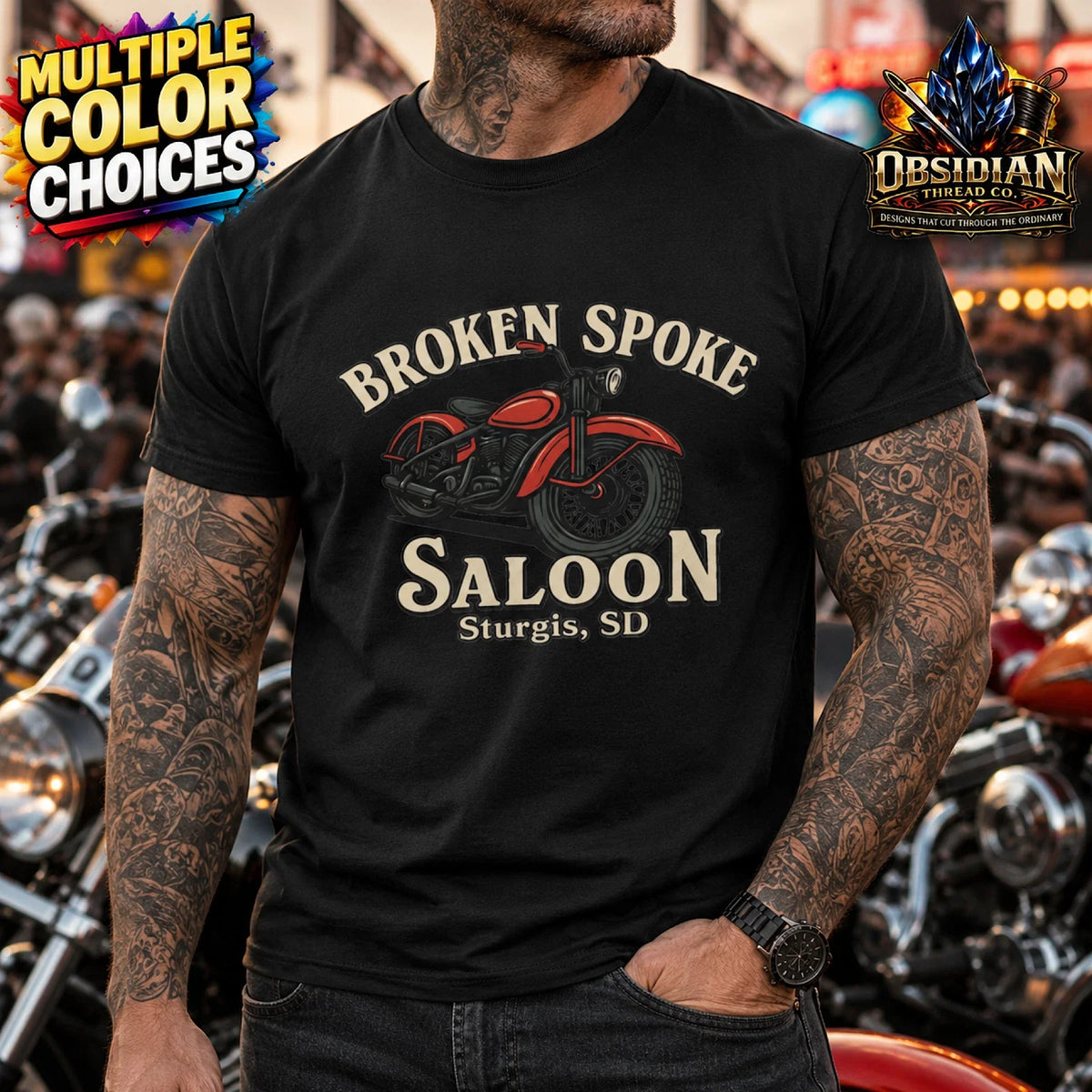 Broken Spoke Saloon Sturgis SD Vintage Retro Style Biker Shirt Motorcycle Merch Unisex