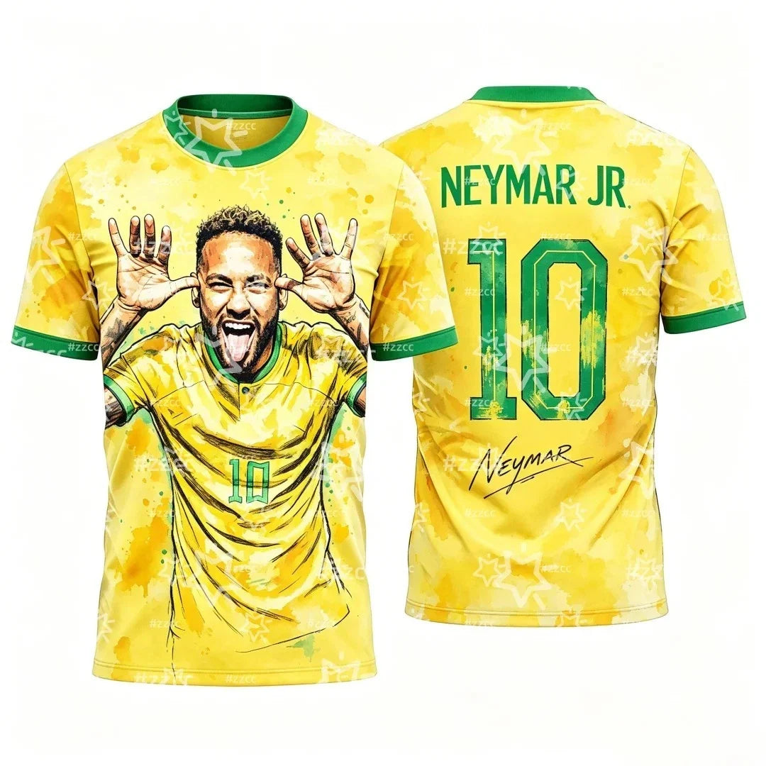 Brazil World Cup Football s 2026 Neymar Tees Polyester Breathable Unisex