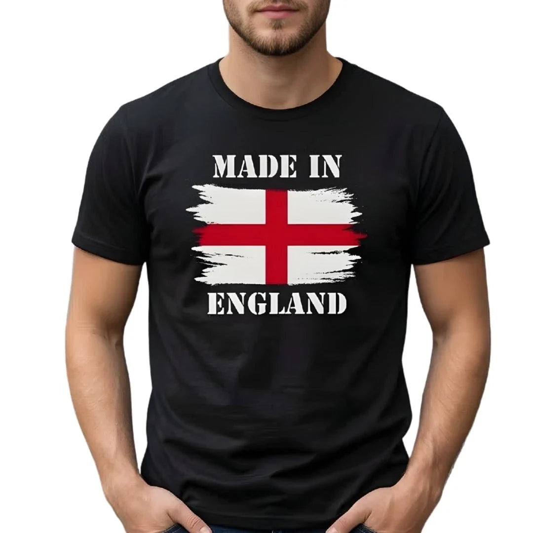 Men's England Flag Made in England St George Cross Graphic Tee Patrio Unisex