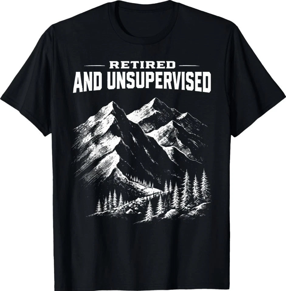Retired and Unsupervised Mountain Funny Vintage T-Shirt