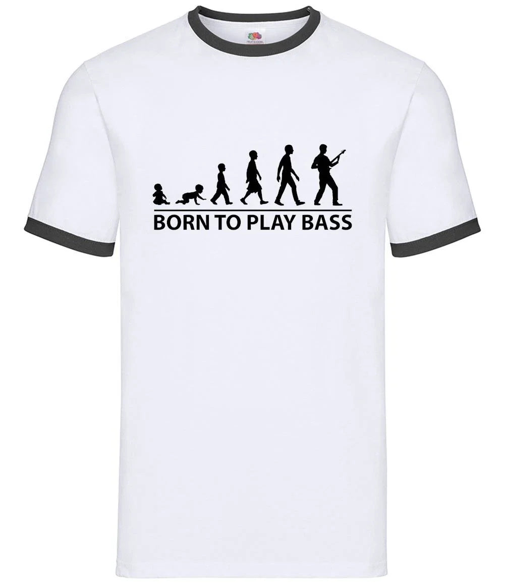 Born To Play Bass - Mens Ringer - Guitar Music Rock Unisex
