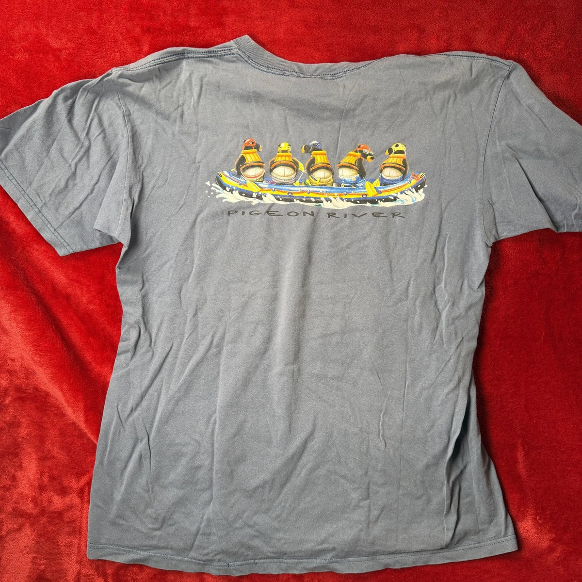 The Duck Company Pigeon River Rafting Bear Ducks T-Shirt Men's Blue Size L