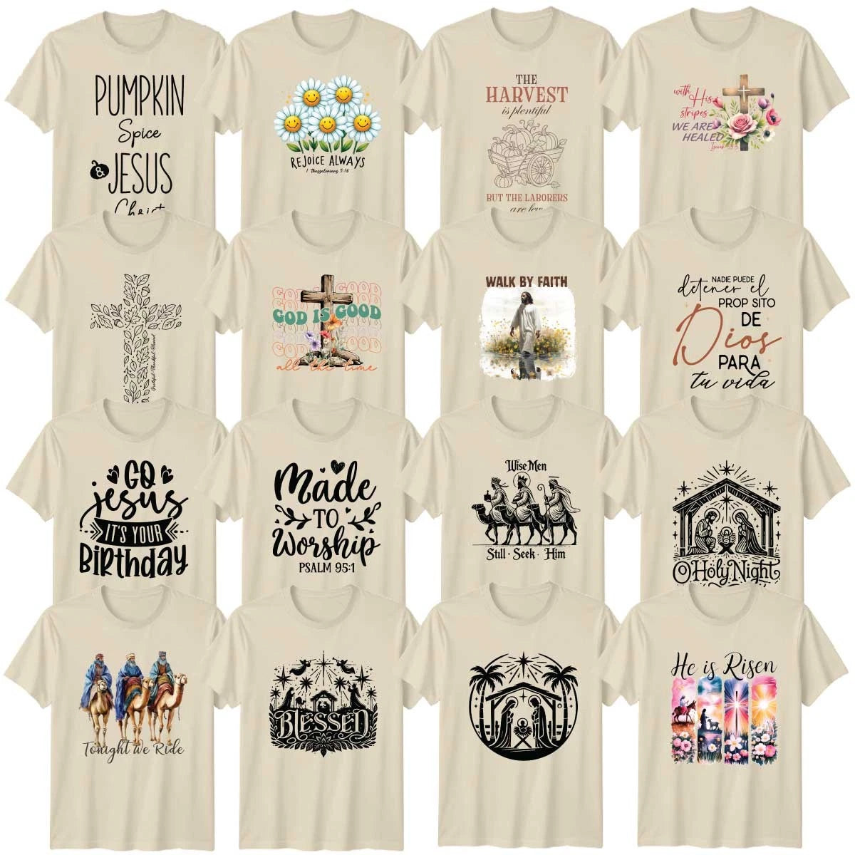 Christian Faith Adult T-Shirt Religious Nativity Scene Christian Gift