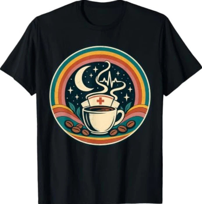 Funny Retro Night Shift Nurse Coffee Club T-Shirt