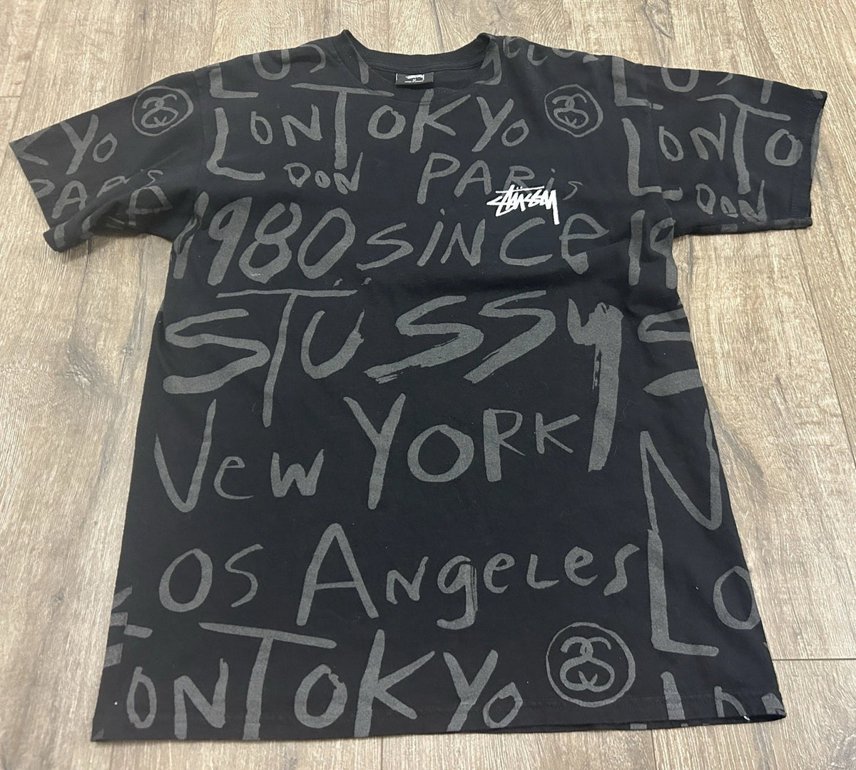 Stussy Tribe Graphic Reflective AOP T-Shirt Men’s Medium Vintage Y2K