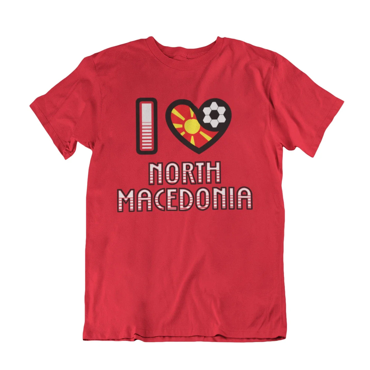 Adult or Kids I LOVE NORTH MACEDONIA Football TShirt World Cup 2026 Cotton Unisex