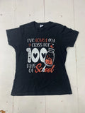 Custom Graphic Short Sleeve Shirt Black 100 Days Teacher Adult Size Large Unisex